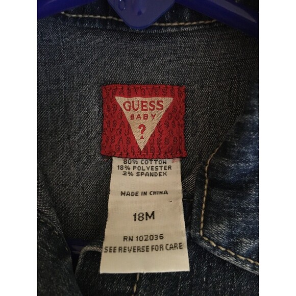 Vintage Guess Baby Denim Short Sleeve Girl Dress 18 M - Picture 4 of 4